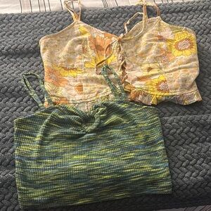 American Eagle Outfitters Tan Ribbed Crop Camisole